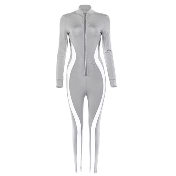 black reflective jumpsuit